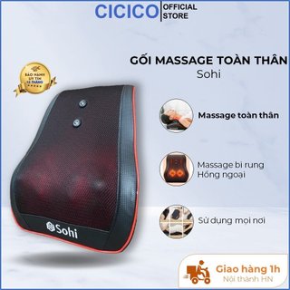 Gối massage hồng ngoại cổ vai gáy Sohi YQ-6 gối massage có rung bảo hành 12 tháng