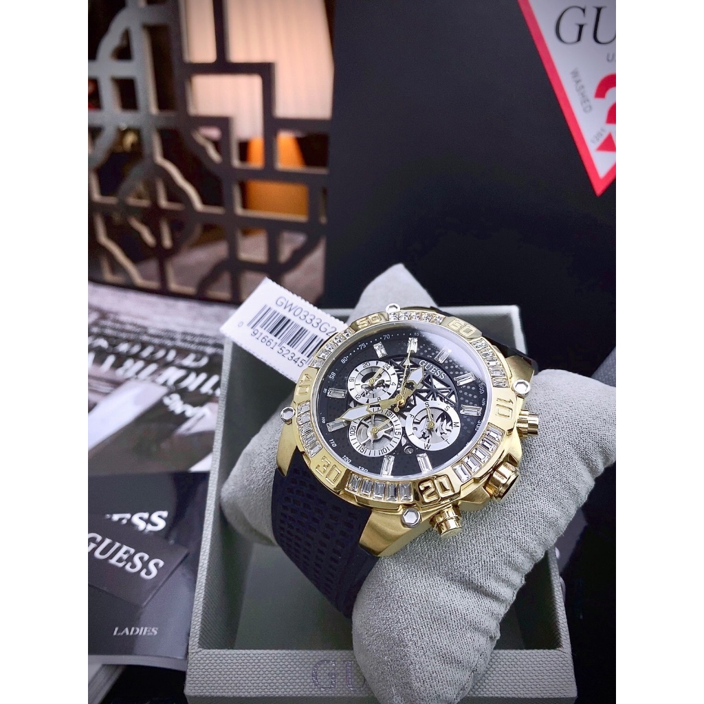 Đồng hồ nam Guess GW0333G2 Men's Crystallized Multifunction Watch, Authentic, fullbox, Luxury diamond watch