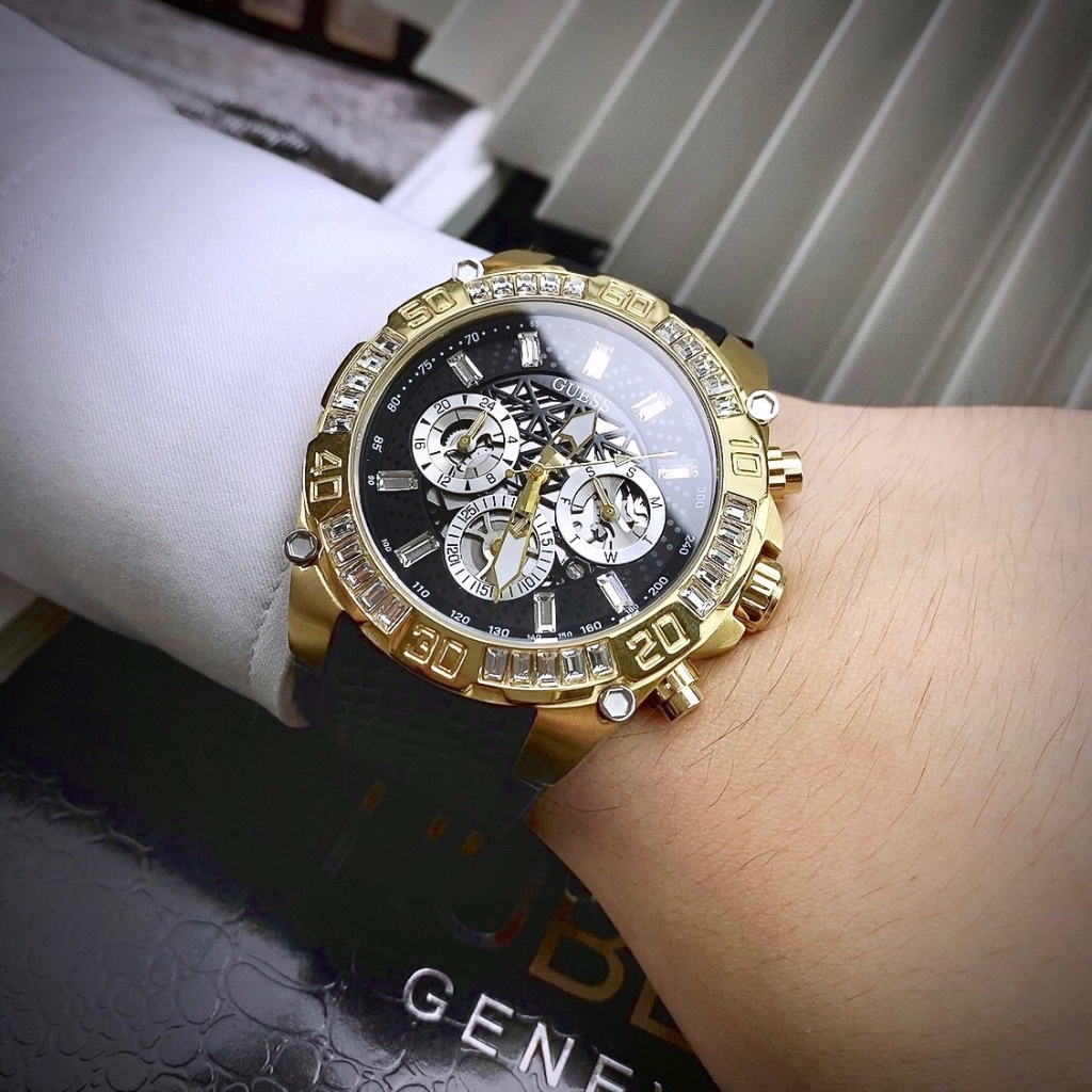 Đồng hồ nam Guess GW0333G2 Men's Crystallized Multifunction Watch, Authentic, fullbox, Luxury diamond watch