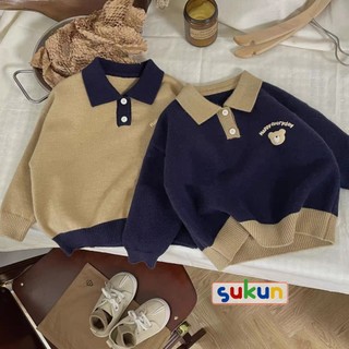 Áo len phối cổ sơ mi bé trai Sukun - Áo len cho bé hàng Quảng Châu Kunkid