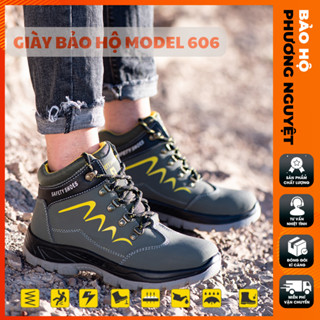 Giày bảo hộ lao động cao cổ JB606 kiểu dáng thể thao chống đinh, giày mũi thép chống va đập, chống nước, chống tia lửa