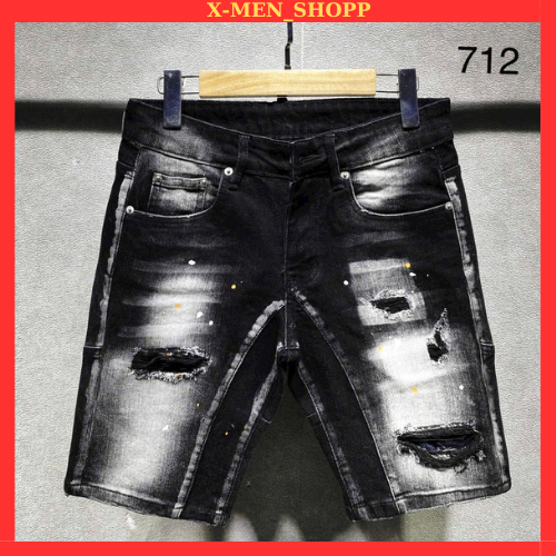 Quần short jean nam rách xước loang màu 2 đáy D.SQ cao cấp thời trang trẻ trung sang trọng