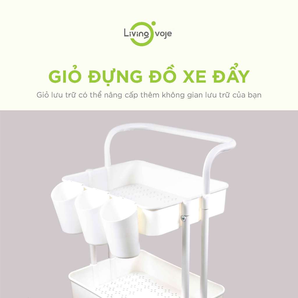 Combo 3 Giỏ treo kệ xe đẩy - Trắng - Đen.