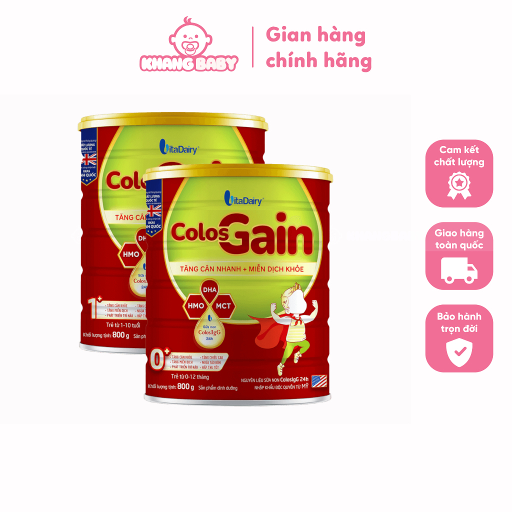 Sữa Colos Gain 800g tăng cân, giảm táo bón, miễn dịch khỏe cho bé - Shop Khang Baby