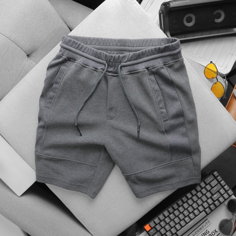 Quần short thể thao vải nỉ Pique dày dặn thoáng mát bản lưng rộng