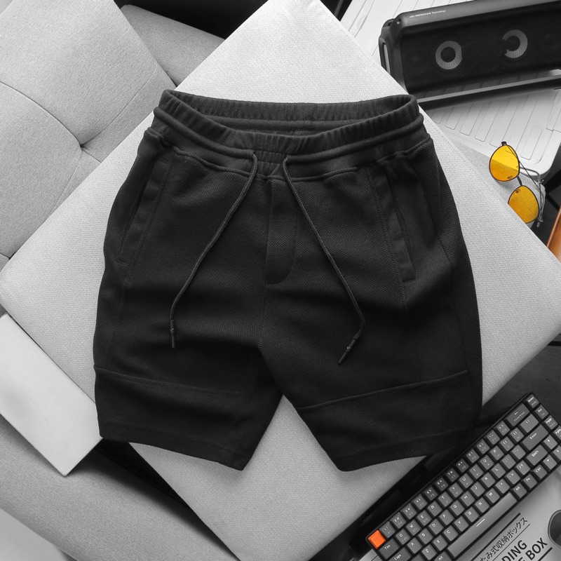 Quần short thể thao vải nỉ Pique dày dặn thoáng mát bản lưng rộng