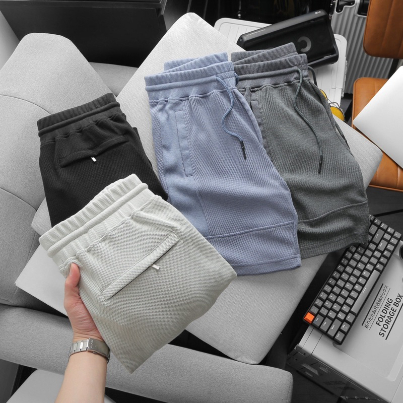 Quần short thể thao vải nỉ Pique dày dặn thoáng mát bản lưng rộng