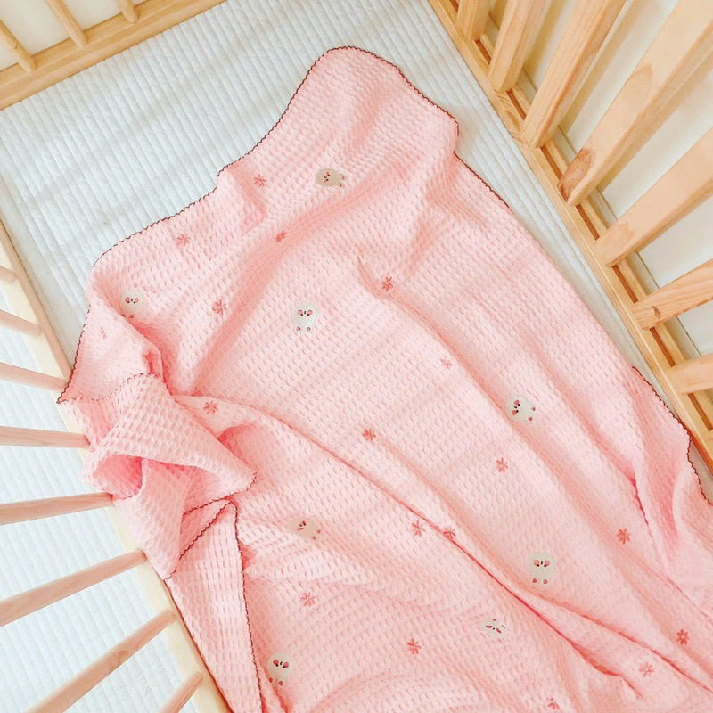 Chăn lưới, chăn thêu vải Waffle vải sợi tre cao cấp Monona cho bé