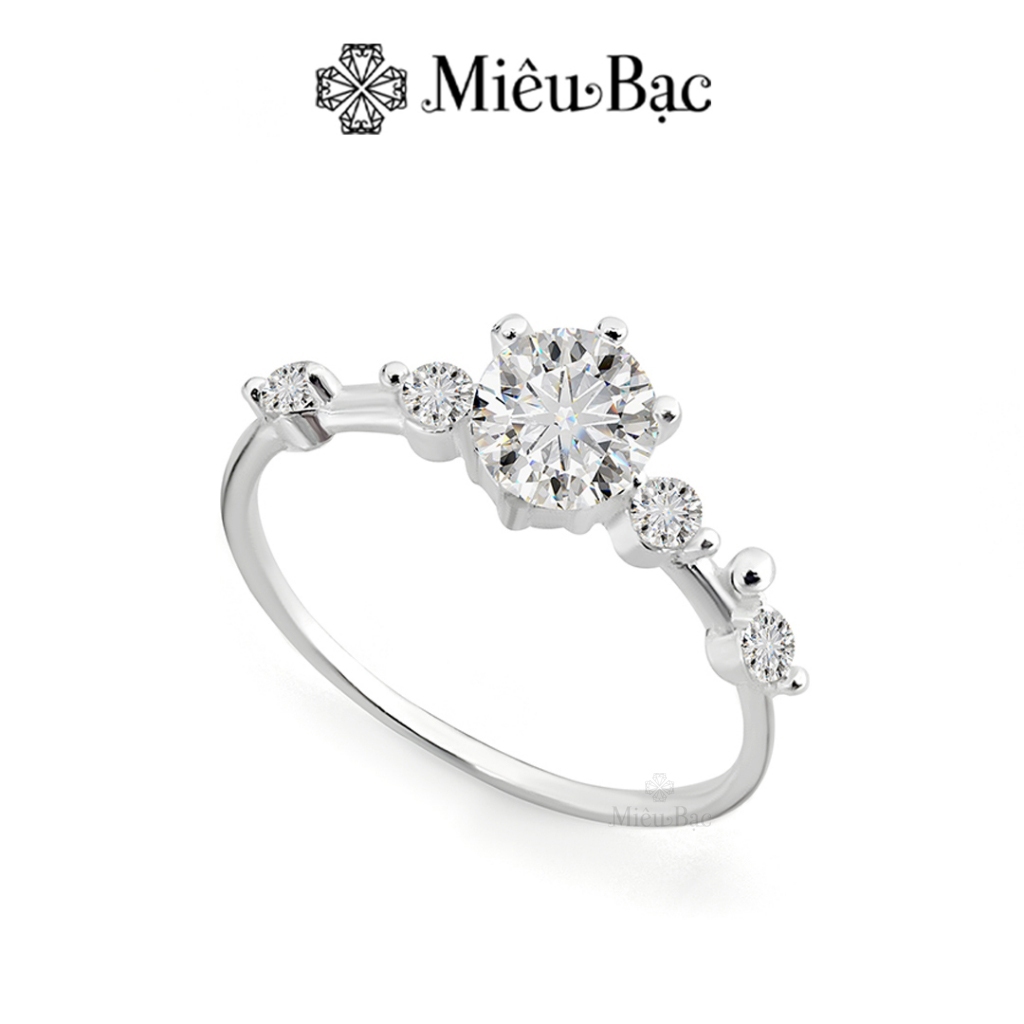Nhẫn bạc nữ Miêu Bạc nạm đá 2 chấu sang chảnh đủ size chất liệu bạc 925 thời trang phụ kiện trang sức nữ MN51