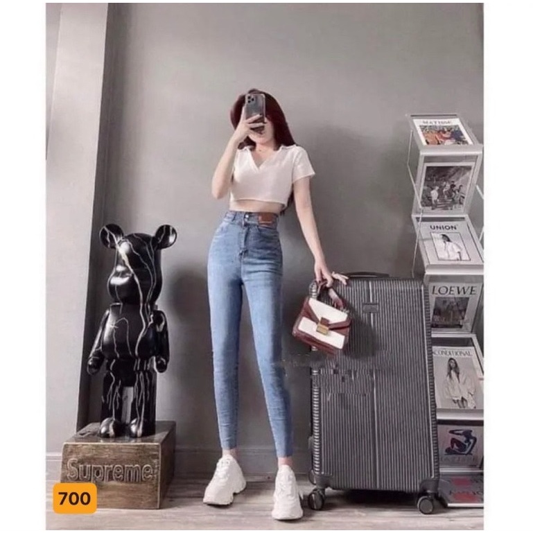 Quần jean nữ rách lưng cao skinny ôm dáng, quần bò nữ đẹp chất jeans co giãn  thời trang A-T Fashion - MQ700