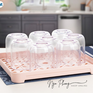 Khay úp ly bằng nhựa, khuôn chứa ly decor nhà bếp, bàn ăn 5658 - Việt Nhật
