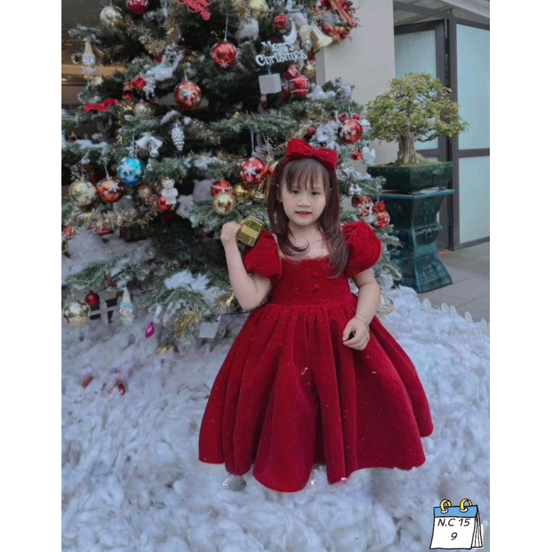 Váy nhung cho bé phối kim sa