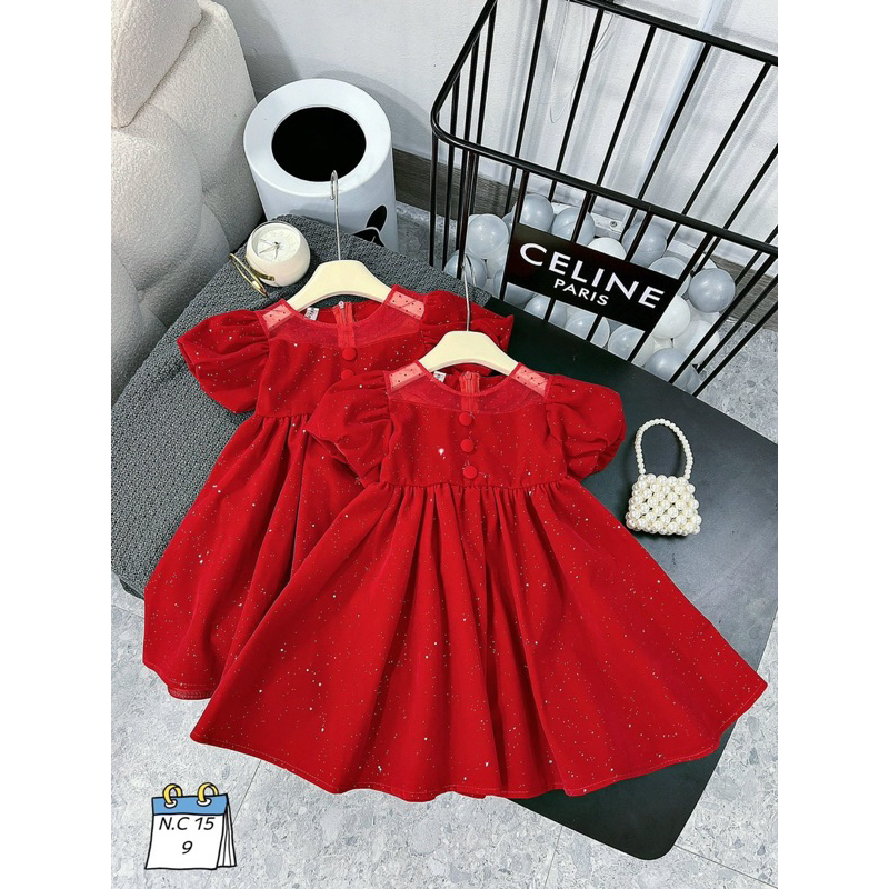 Váy nhung cho bé phối kim sa