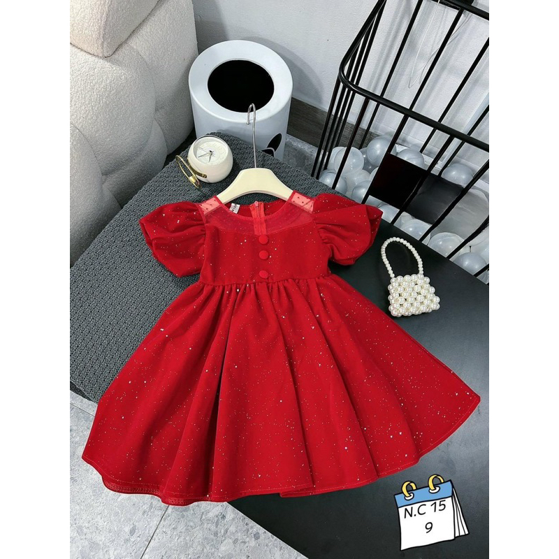 Váy nhung cho bé phối kim sa