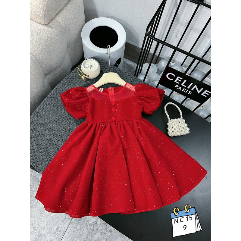 Váy nhung cho bé phối kim sa