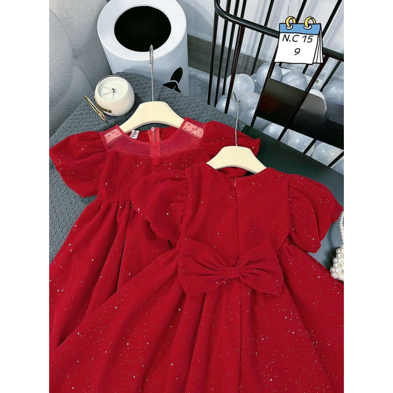 Váy nhung cho bé phối kim sa