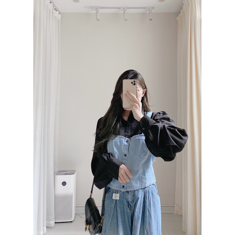 Áo sơ mi cổ đức mix bò Samhyewear