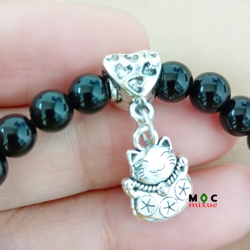 Ấn Tượng Và Độc Đáo 1 Chiếc Vòng Tay Agate Đen Hạt Tròn 6 li Cho Bạn Nữ_Mộc mixue