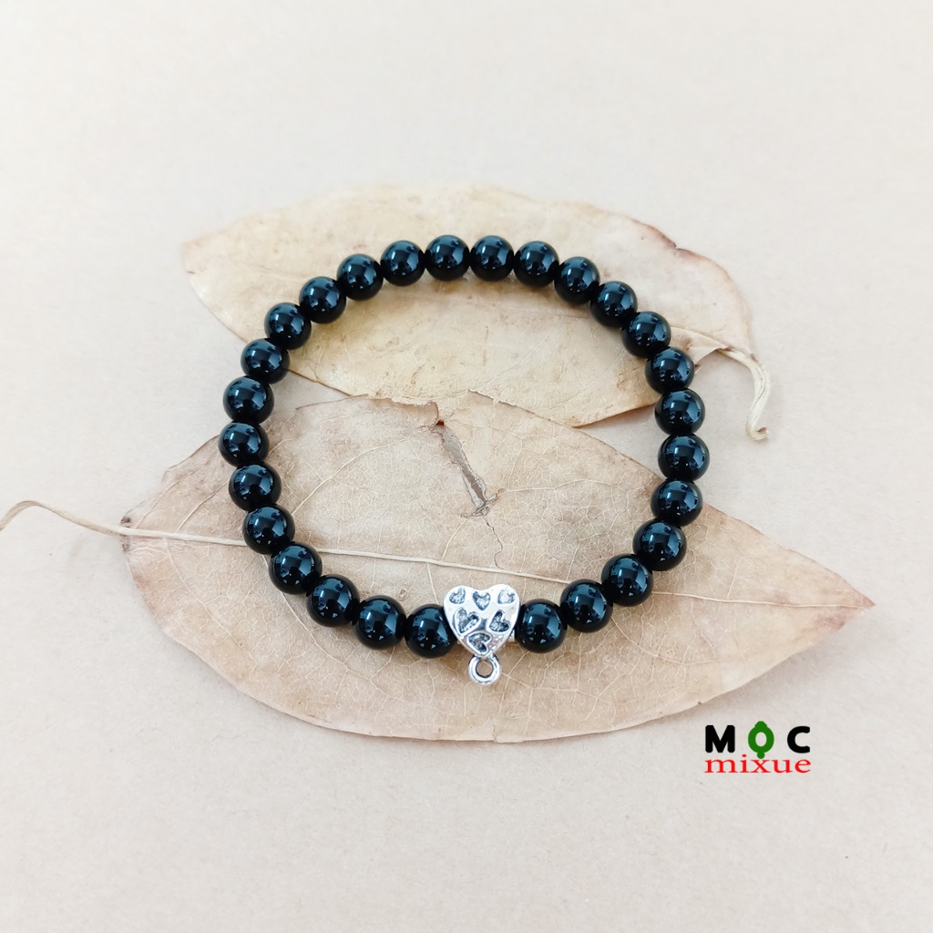 Ấn Tượng Và Độc Đáo 1 Chiếc Vòng Tay Agate Đen Hạt Tròn 6 li Cho Bạn Nữ_Mộc mixue
