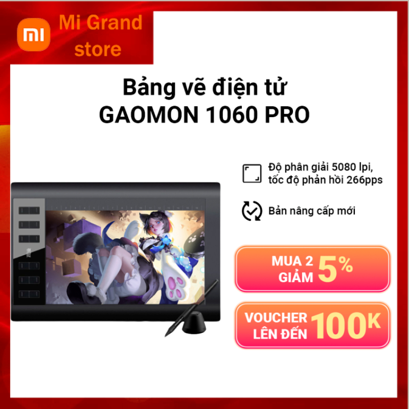Bảng vẽ điện tử GAOMON 1060 PRO 10x6 inches bản nâng cấp mới dùng cho Ps, Ai, FL-Mi Grand
