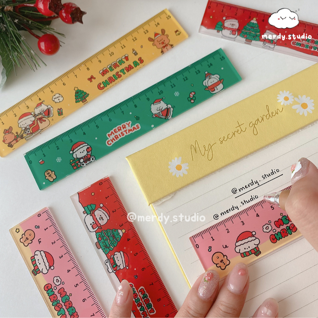 Thước kẻ acrylic Noel Giáng Sinh Merry Christmas 15cm