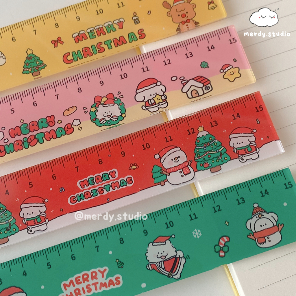 Thước kẻ acrylic Noel Giáng Sinh Merry Christmas 15cm