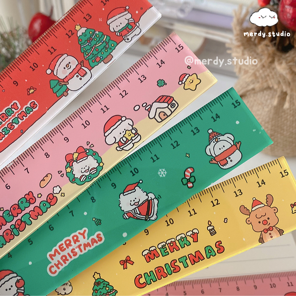 Thước kẻ acrylic Noel Giáng Sinh Merry Christmas 15cm