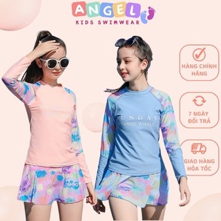  Đồ bơi bé gái đồ bơi dài tay bé gái SIZE ĐẠI dạng váy kèm quần đùi Sunday chống nắng 2204 
