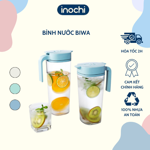 Bình nước Biwa chịu nhiệt, không ố màu inochi chịu nhiệt 120 độ C, thiết kế đẹp, chắc chắn, có nắp khóa.