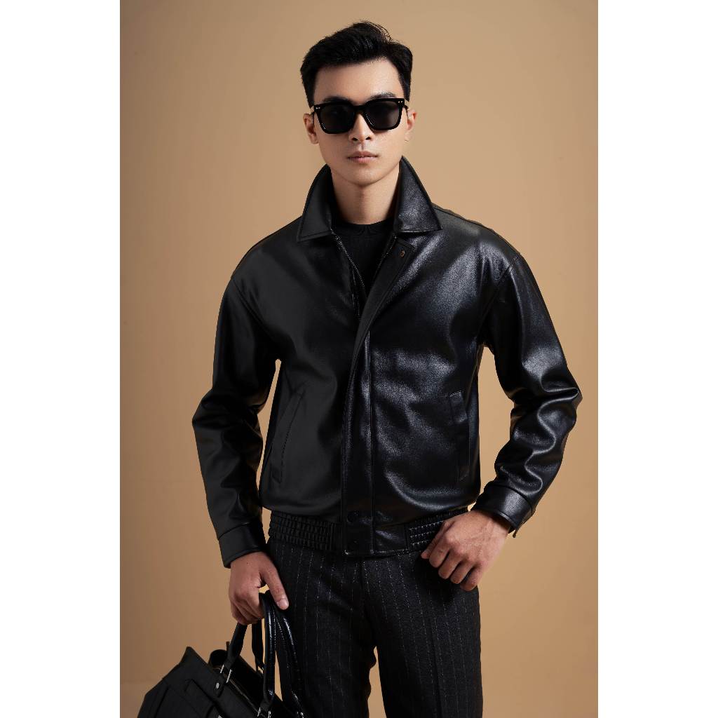 ÁO KHOÁC NAM ADAM STORE DA ĐEN TRƠN AK047D