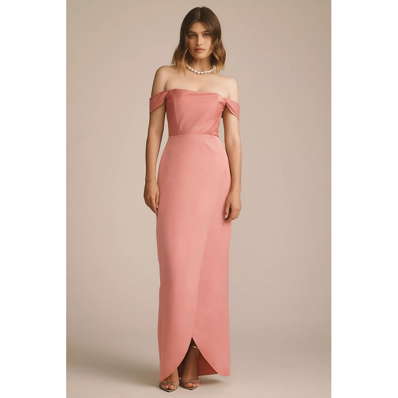 Đầm lụa BHLDN Cleo Off-The-Shoulder Satin Maxi Dress
