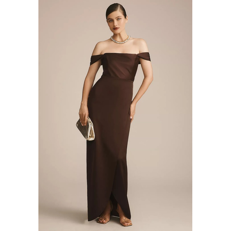 Đầm lụa BHLDN Cleo Off-The-Shoulder Satin Maxi Dress