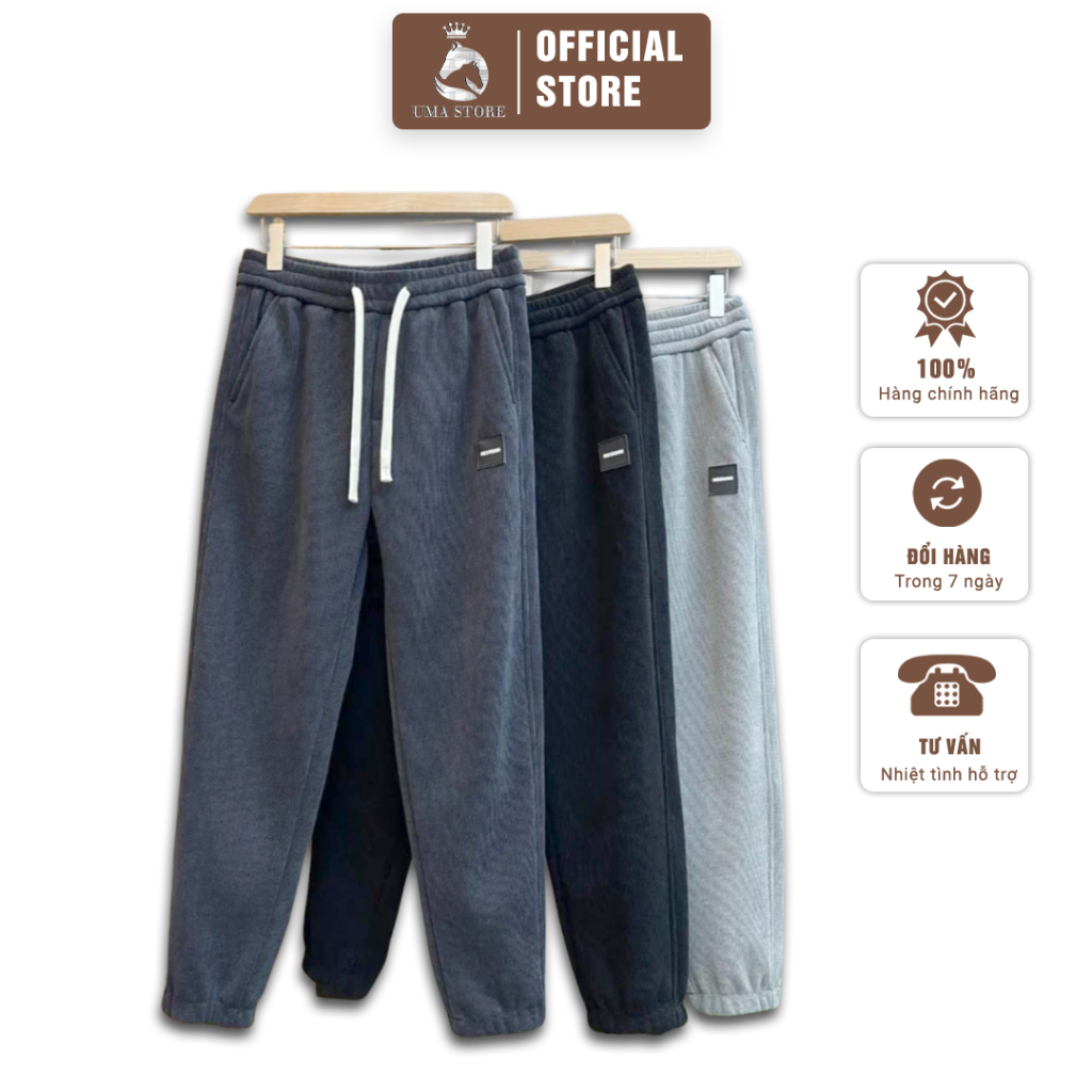 Quần Jogger Nam UMA STORE Nỉ Tăm Mác Vuông, Chất Liệu Nỉ Tăm Mềm Mịn Giữ Ấm Tốt, Quần Thể Thao Unisex Gấu Bo Chun SPQ05