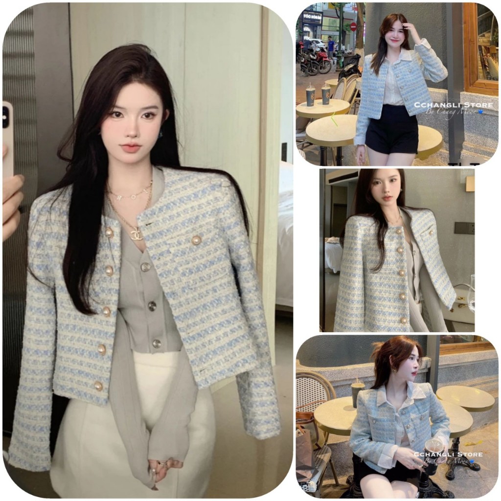 Áo dạ teck tay lửng hai lớp kèm đệm vai, áo dạ cổ tròn phong các Douyin hot hit