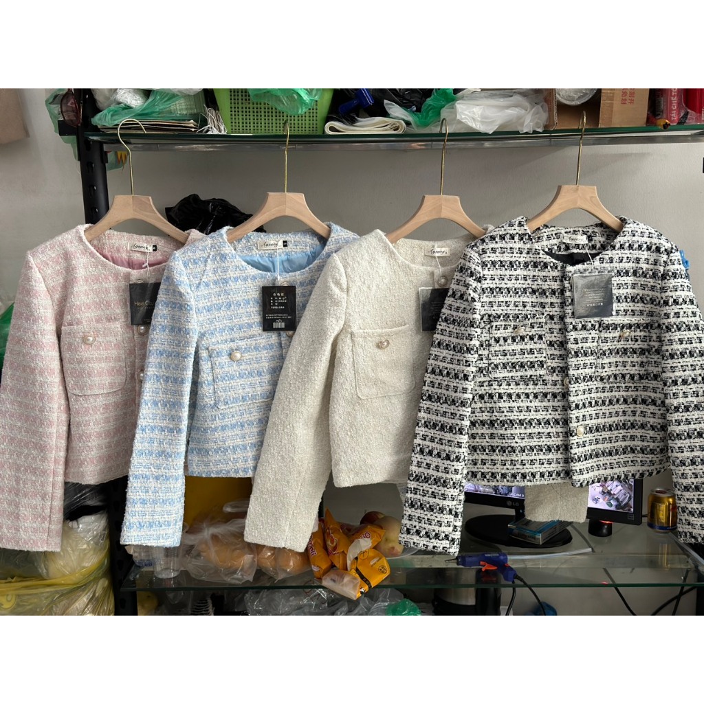 Áo dạ teck tay lửng hai lớp kèm đệm vai, áo dạ cổ tròn phong các Douyin hot hit