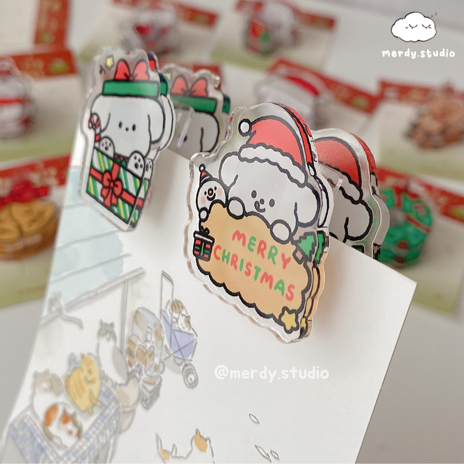 Kẹp giấy acrylic Noel Giáng Sinh Doggo