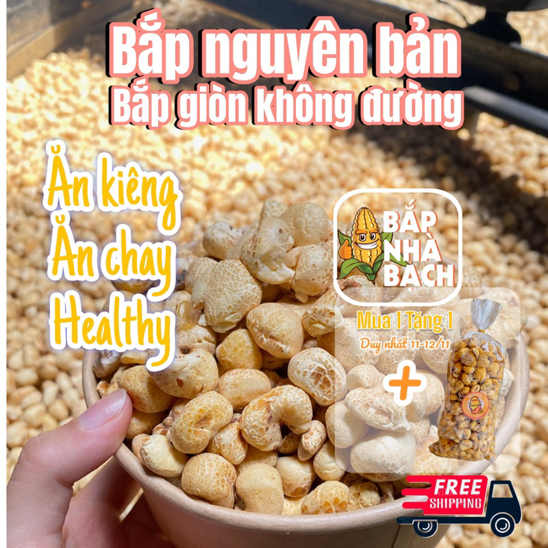 BẮP NỔ GIÒN KHÔNG ĐƯỜNG vị nguyên bản- Bắp rang, bỏng ngô, giảm cân, ăn chay