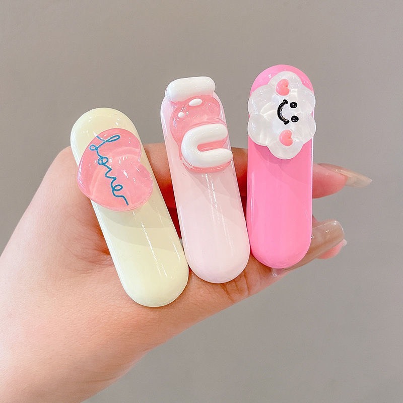 Kẹp Tóc Mái Màu Sắc Ngọt Ngào Đính Hình Cute Dễ Thương Bằng Nhựa Acrylic Dành cho Nữ