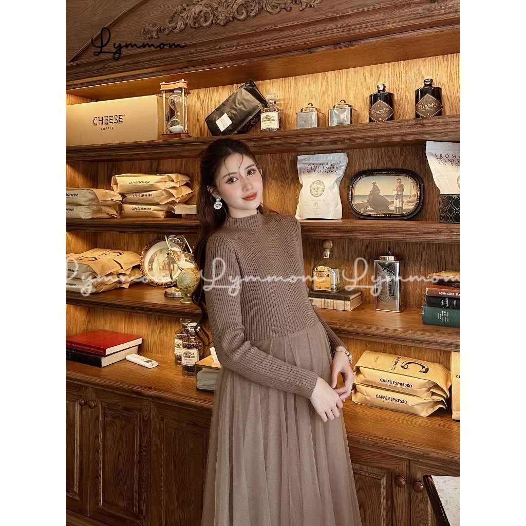 Set Đầm Bầu Len Kèm Áo Khoác Cardigan Chất Liệu Cao Cấp Mềm Mại Thoải Mái Không Dặm Ngứa VL008