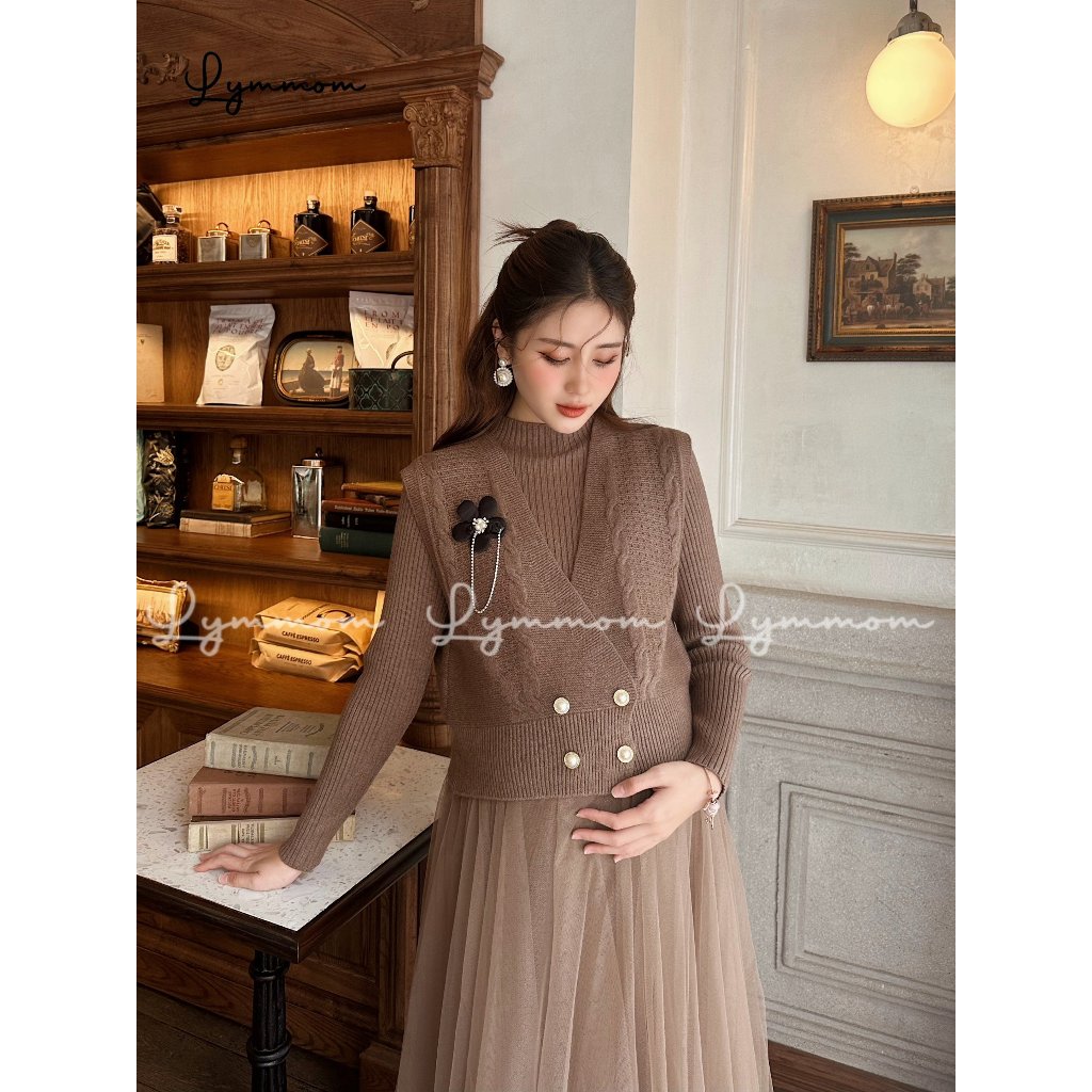 Set Đầm Bầu Len Kèm Áo Khoác Cardigan Chất Liệu Cao Cấp Mềm Mại Thoải Mái Không Dặm Ngứa VL008