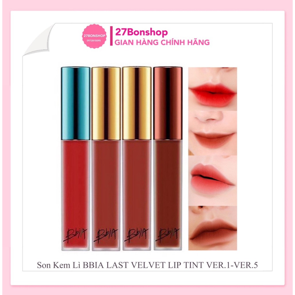 Son Kem Lì Bbia Last Velvet Lip Tint Ver1+5