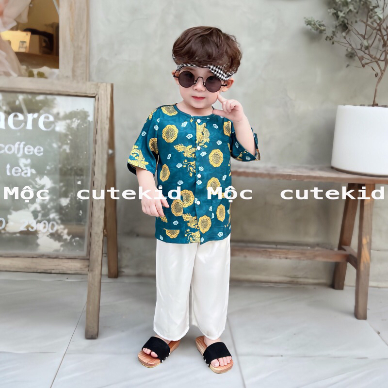 Bà ba GẤM RỒNG TẾT cho bé trai  bộ quần áo cho bé đi chơi Lễ Hội, đi chơi LỄ TẾT