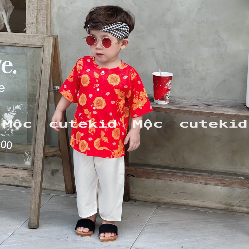 Bà ba GẤM RỒNG TẾT cho bé trai  bộ quần áo cho bé đi chơi Lễ Hội, đi chơi LỄ TẾT