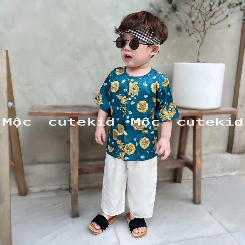 Bà ba GẤM RỒNG TẾT cho bé trai  bộ quần áo cho bé đi chơi Lễ Hội, đi chơi LỄ TẾT