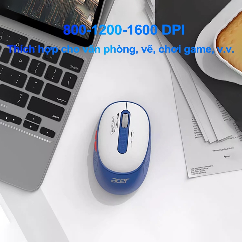 Chuột Im Lặng Không Dây Acer Chế Độ Kép USB 2.4G Và Bluetooth Có Thể Sạc Lại Thích Hợp Làm Văn Phòng Công Ty Và Gaming