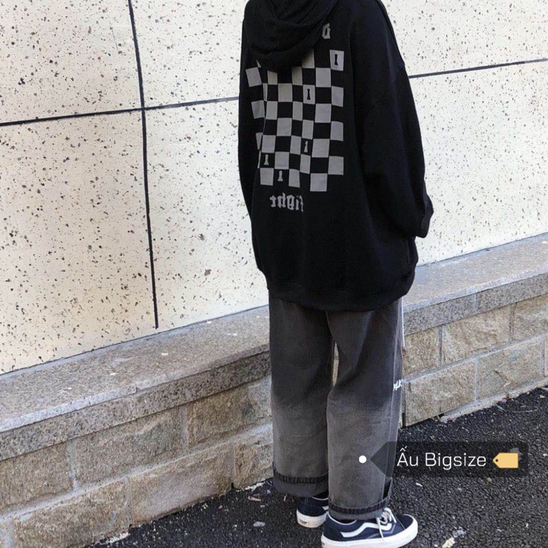 Áo hoodie NỈ BÔNG dài tay in hình BÀN CỜ Super Bigsize  đến 150kg