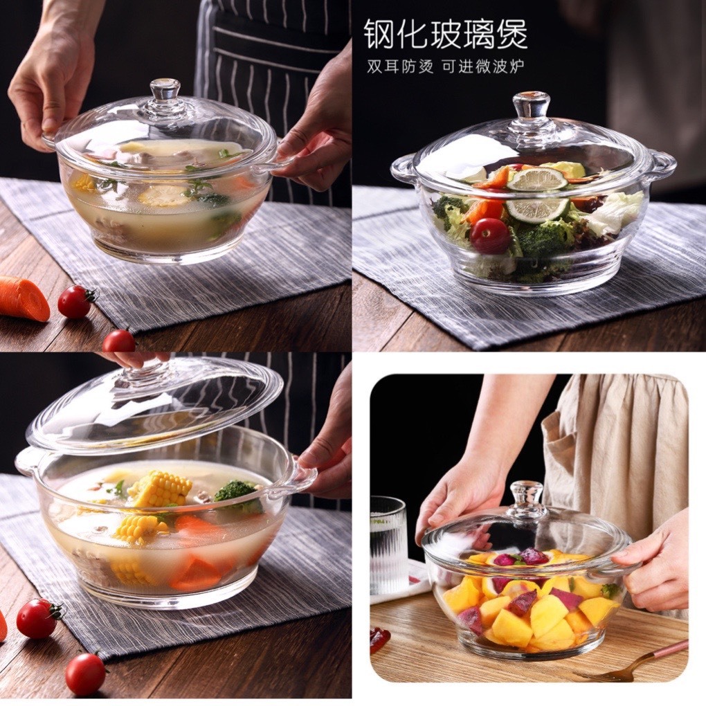 Tô thuỷ tinh màu trắng trong suốt có nắp đậy - Âu thuỷ tinh có nắp xinh xắn