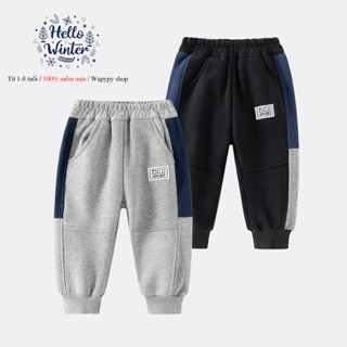 Quần nỉ bé trai WAPYPY lót nhung cho biết bé trai siêu ấm mẫu mới 2025