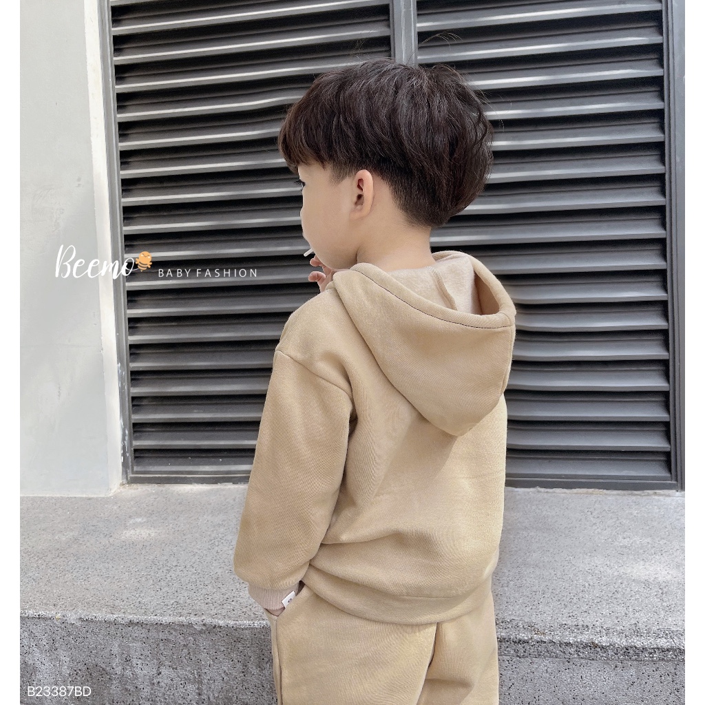 Bộ quần áo Hoodie chỉ nổi cho bé trai Beemo,Chất liệu nỉ bông dày dặn,siêu ấm áp,quần bo gấu cực kì năng động B410