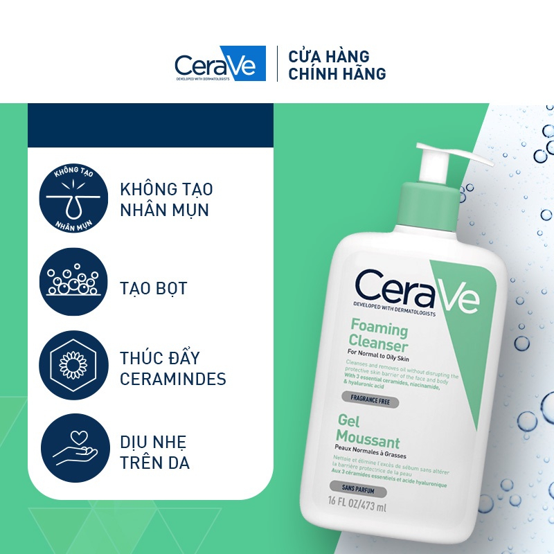 Sữa rửa mặt CERAVE cho da dầu da mụn và nhạy cảm 236ml